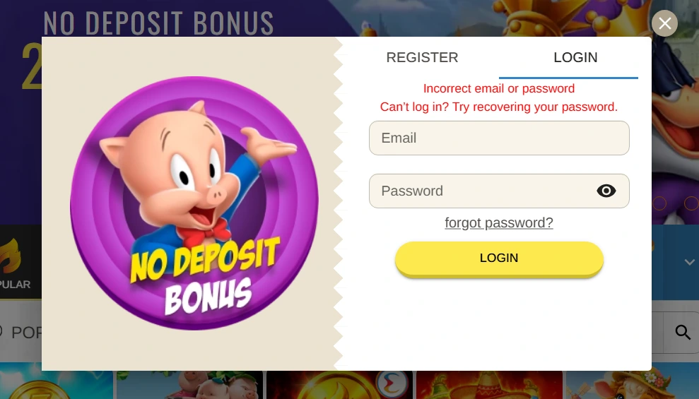 Beep Beep Casino login a přihlášení do hráčského účtu