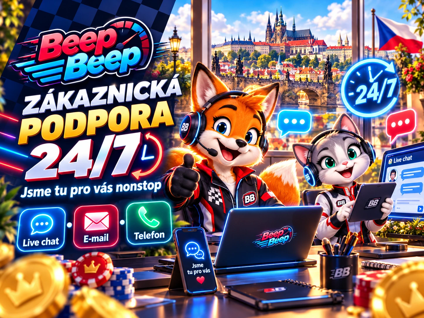 Beep Beep Casino zákaznická podpora pro účet platby a bonusy